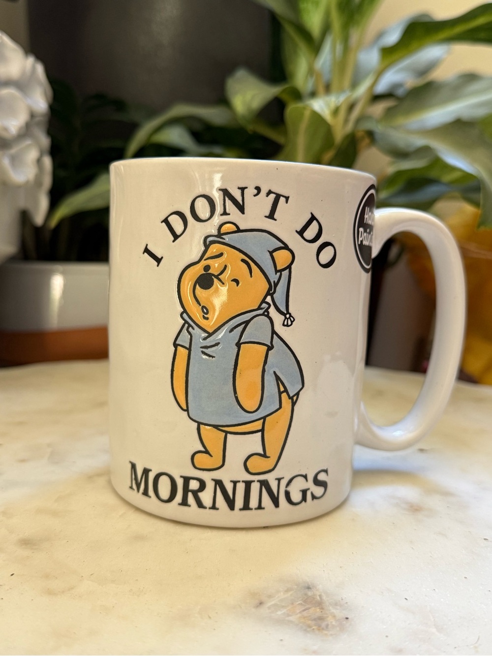 White Ceramic 'I Don't Do Mornings' Bear Mug